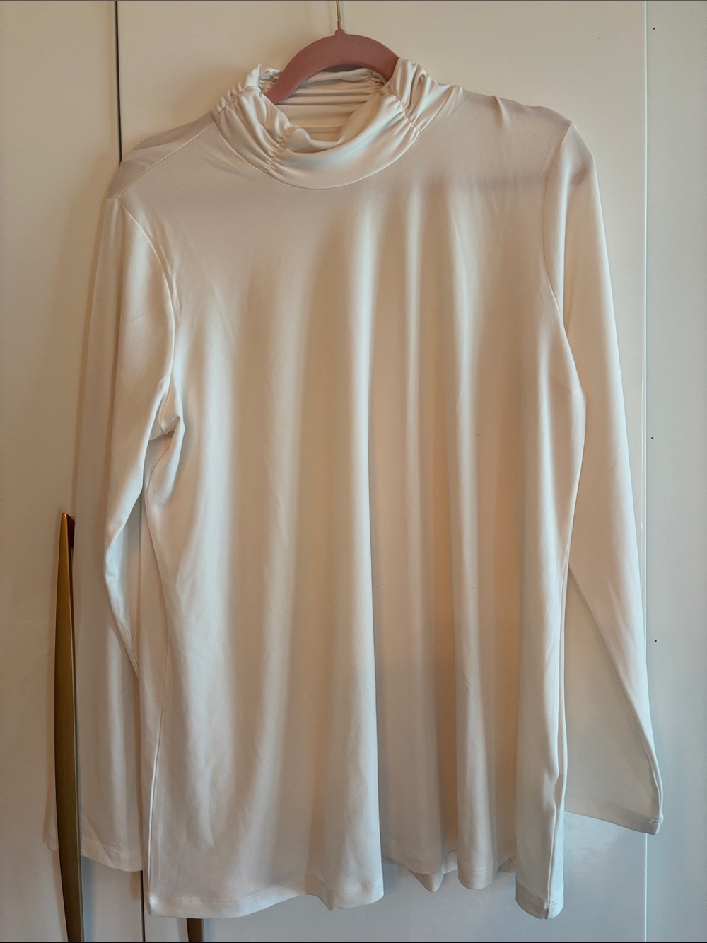 Susan Graver Soft Cream Long-Sleeve Mock Neck Top